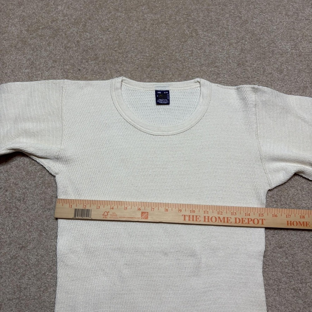 Vtg Waffle Knit Thermal Shirt Mens Large White USA 70s/80s Grunge Skate KMart - Picture 4 of 7